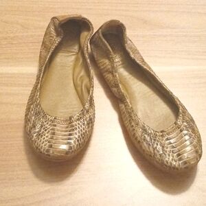 Tory Burch "Eddie" Snakeskin Design  Leather Ballet Flats in Size 7M